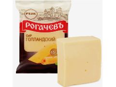 Сыр Голландский Классик 45% без Е нарезка-брусок 200 гр ТМ Рогачевъ